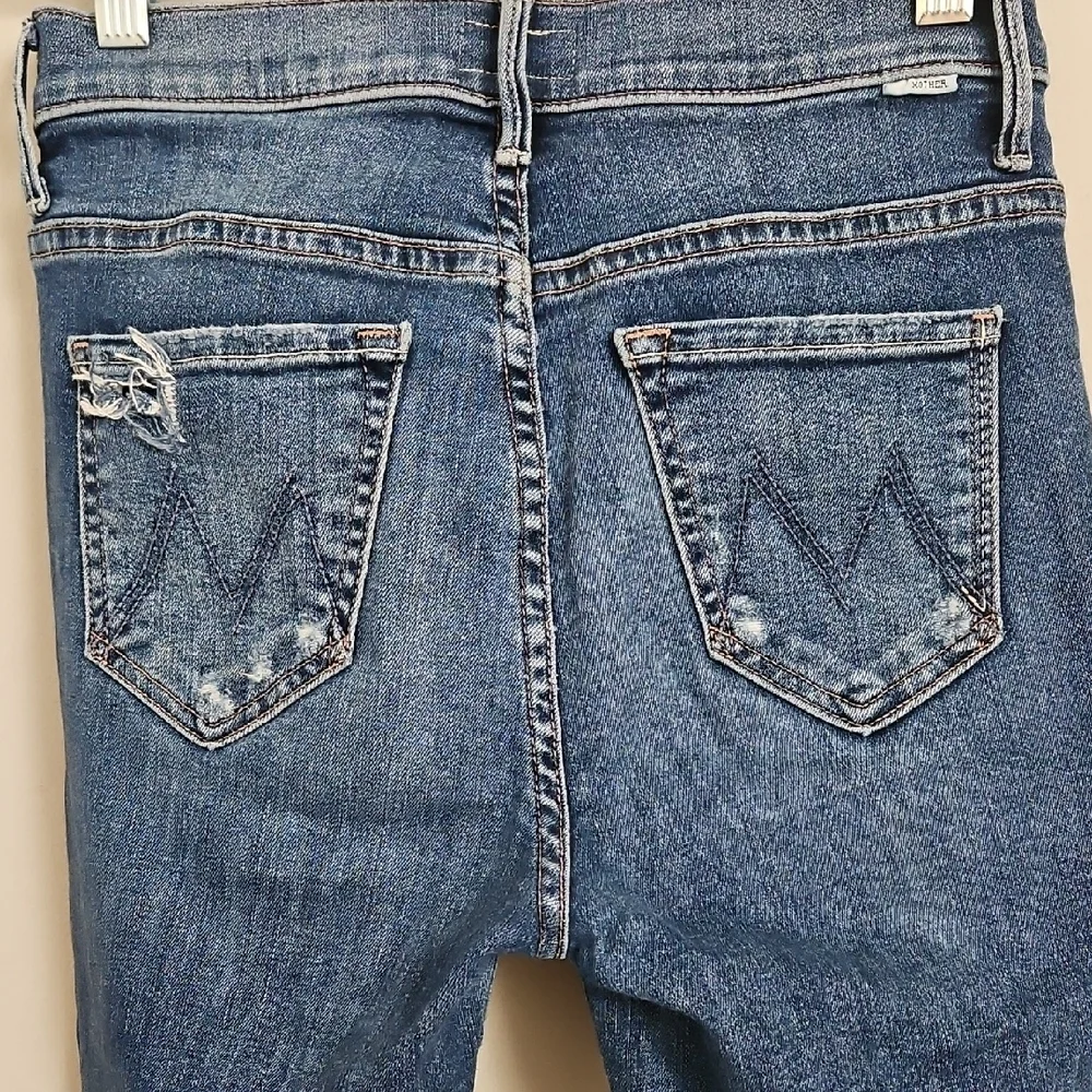 MOTHER The Insider Crop Step Chew Dancing on Coals Distressed Raw Hem Jeans 25